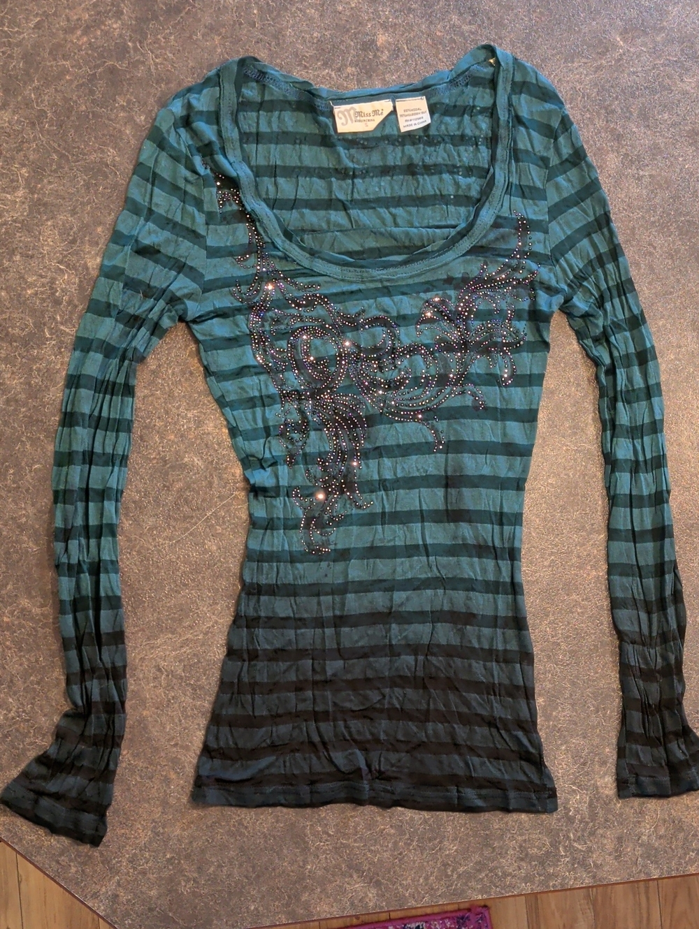 Miss Me, Silk Long Sleeve Scoop Neck